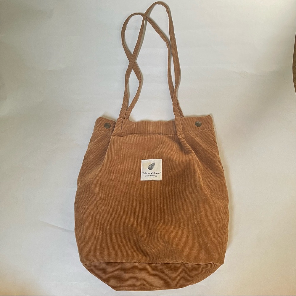 Brown Corduroy Tote Bag